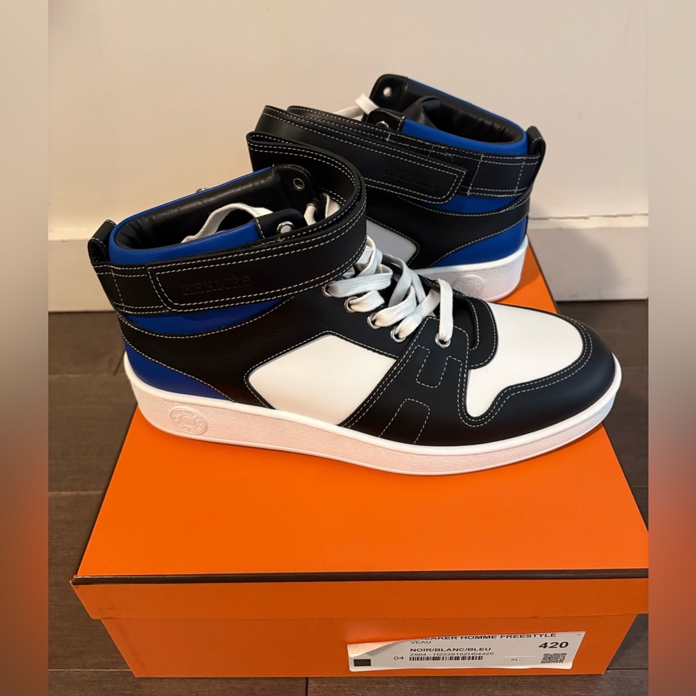 Hermès Freestyle high-top calf-skin sneakers Mens 42